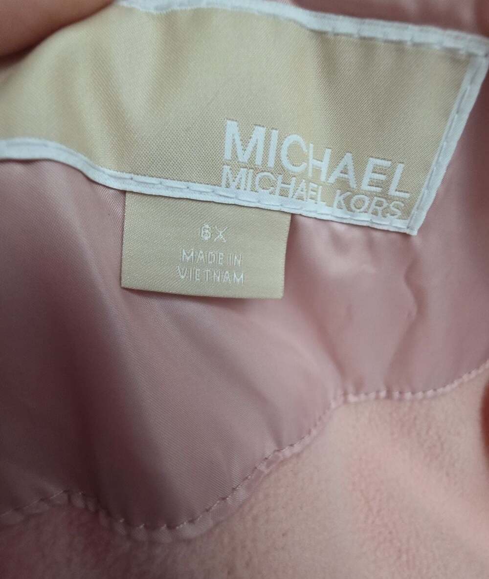 Michael Kors Girls Pink Puffer Jacket with Faux Fur Trimmed Hood 6X - Picture 5 of 8